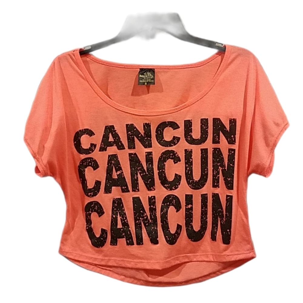 Cancun Mexico Size Small Half Shirt Top Cut Out Back Vacation